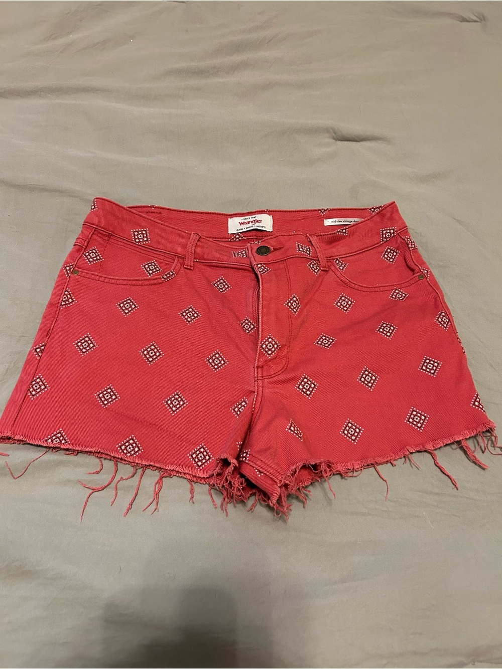Wrangler Red Denim Cutoff Shorts